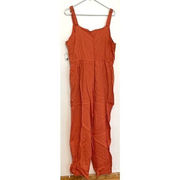 NEW NWT MODCLOTH Plus Size Every Waking Momentum Jumpsuit Orange Sleeveless Crop - Picture 12 of 15